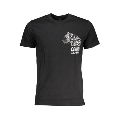 Cavalli Class Svart T-shirt med Print Logo Black, Herr