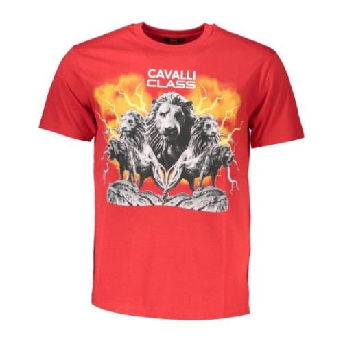 Cavalli Class Rött tryckt T-shirt med klassisk stil Red, Herr