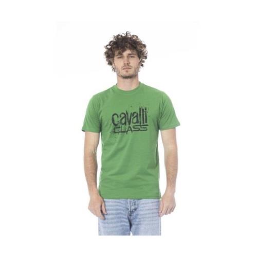 Cavalli Class Logo Print Rund Hals T-Shirt Green, Herr