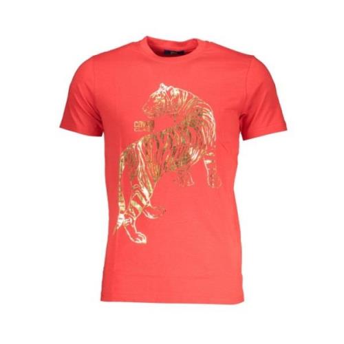 Cavalli Class Tryck Logo Rund Hals T-shirt Red, Herr