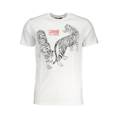 Cavalli Class Tryck Logo Kortärmad T-shirt White, Herr