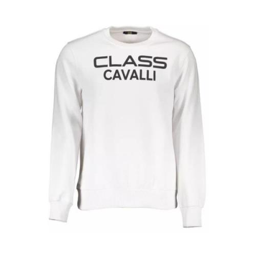 Cavalli Class Stiligt vitt rundhals sweatshirt White, Herr