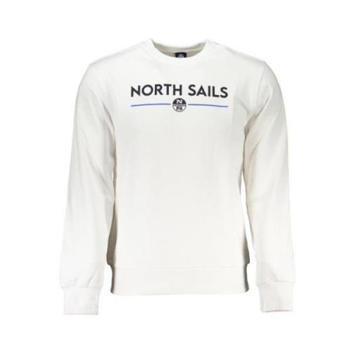 North Sails Vit Bomullsweatshirt med Logoprint White, Herr