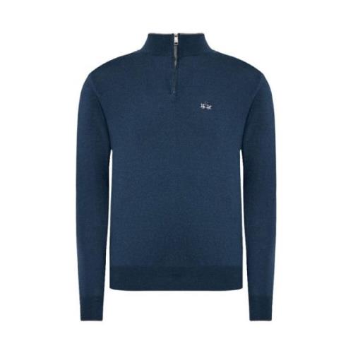 La Martina Blå Akryl Half-Zip Tröja Blue, Herr