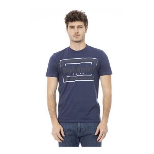 Baldinini Trend T-shirt med Logomönster Blue, Herr