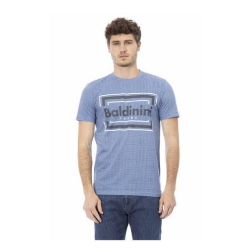 Baldinini Trend T-shirt med Logomönster Blue, Herr