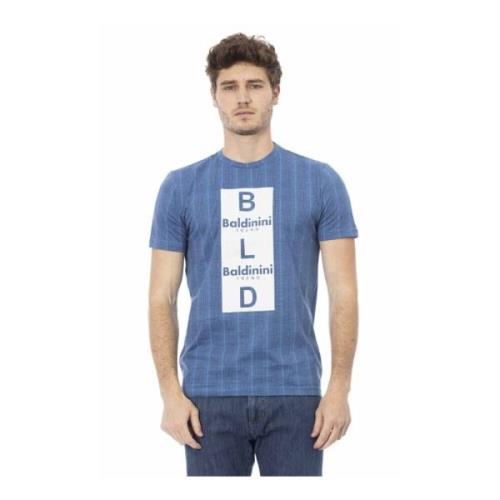 Baldinini Trend T-shirt med Logomönster Blue, Herr