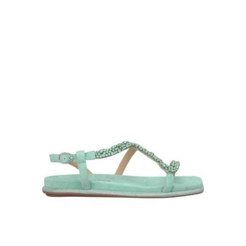 Alma EN Pena Platt sandal med blank rem Green, Dam