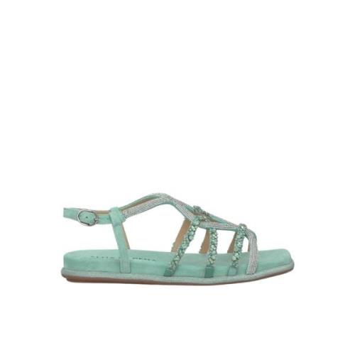 Alma EN Pena Glittrande Platt Sandal Green, Dam