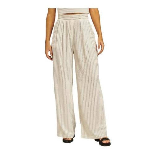 Alma EN Pena Glitter Straight Trousers White, Dam