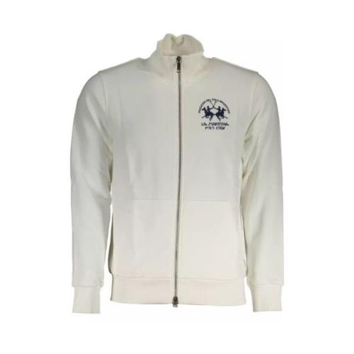 La Martina Vit Zip-Up Tröja med Broderi White, Herr