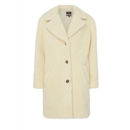 A.p.c. Nicolette Coat Ecru Knappstängning Beige, Dam