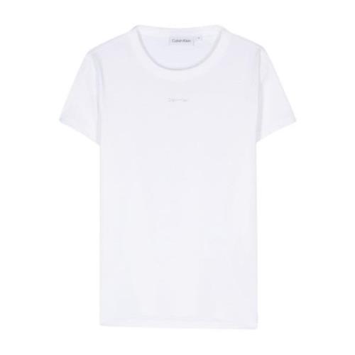 Calvin Klein Vit T-shirt med präglat logotyp White, Dam