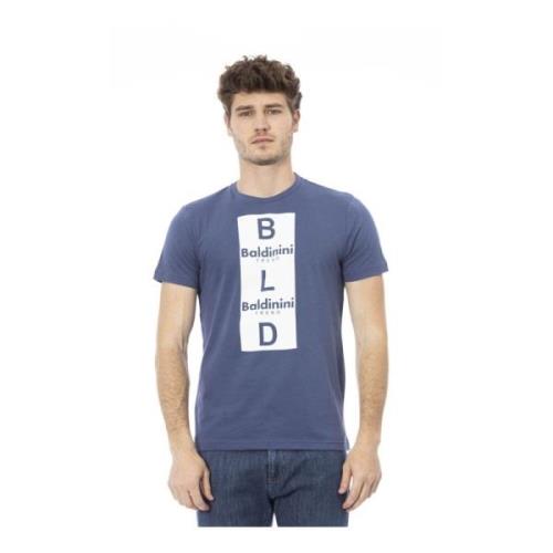 Baldinini Trendig Herr T-shirt med Logomönster Blue, Herr