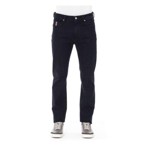 Baldinini Slim-Fit Herr Jeans med Logoknapp Blue, Herr