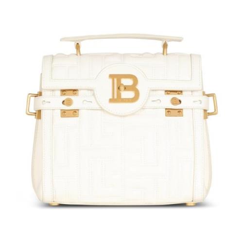 Balmain B-Buzz 23 quiltad läderväska White, Dam