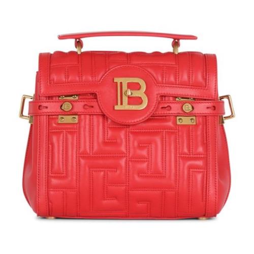 Balmain Vadderad läder B-Buzz 23 väska Red, Dam