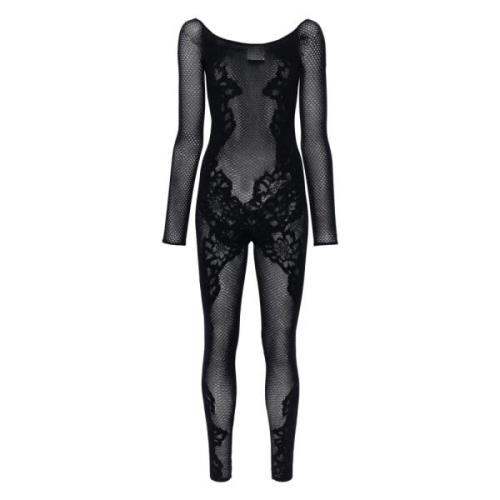 Wolford Elegant Lace Tattoo Jumpsuit Black, Dam