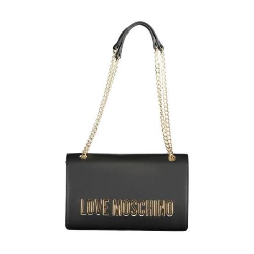 Love Moschino Svart Kedja Axelväska Snap Stängning Black, Dam