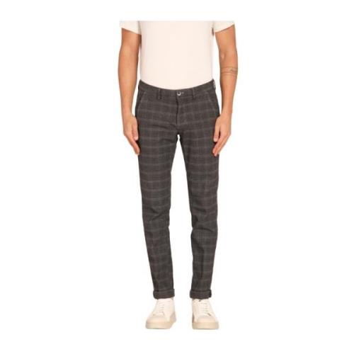 Mason's Slim Fit Glen Check Chino Byxor Gray, Herr