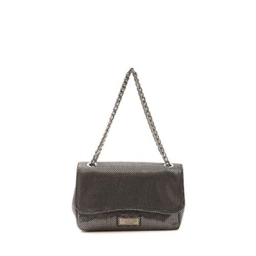 Pompei Donatella Läder Crossbody Väska med Logofoder Gray, Dam