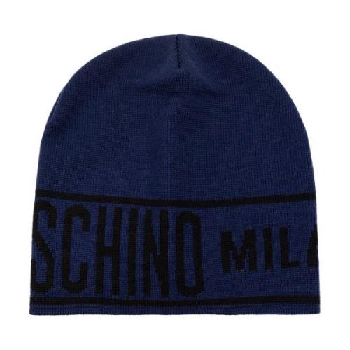 Moschino Beanie med logotyp Blue, Unisex