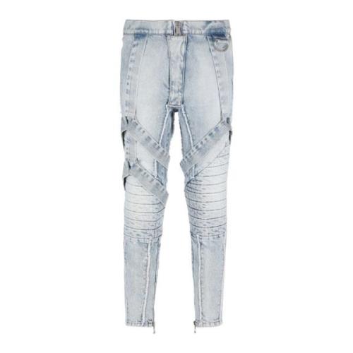 Balmain Bomull slim-fit jeans med band Blue, Herr