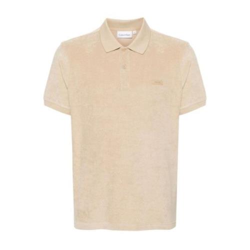 Calvin Klein Beige Polo Skjorta med Logodetalj Beige, Herr