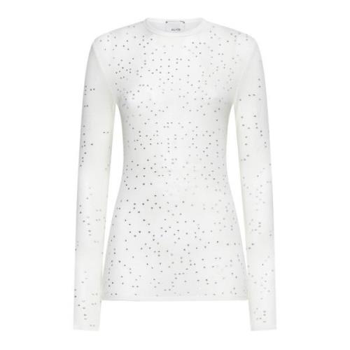 Alysi Stiliga Sweaters med Applikationer White, Dam