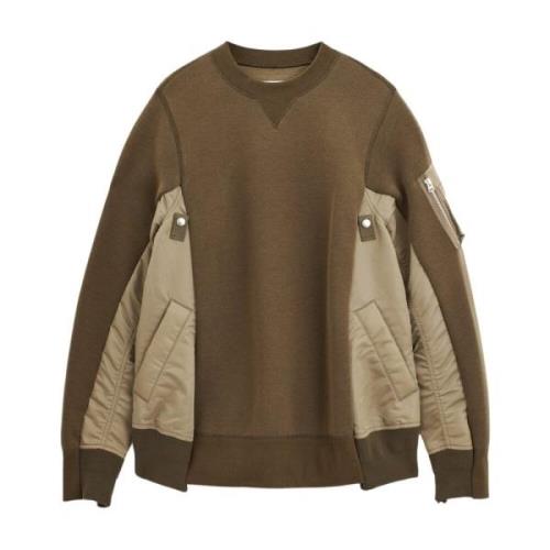 Sacai Brun Bomull Crewneck Sweatshirt Brown, Herr