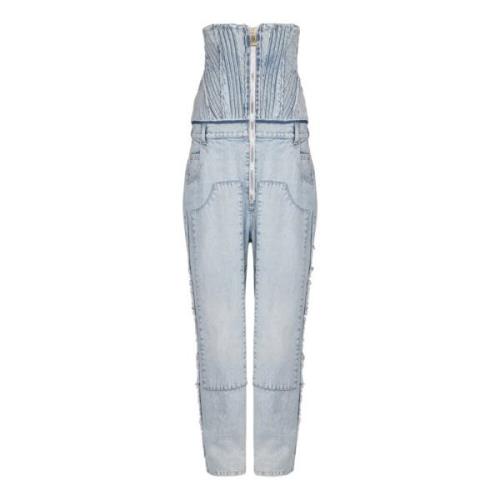 Balmain Bomull vintage boyfriend jeans Blue, Dam