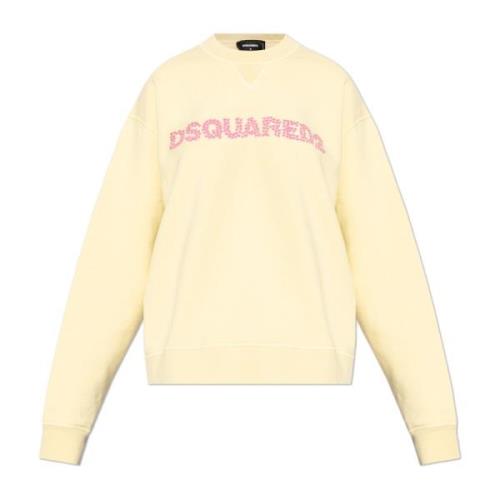 Dsquared2 Sweatshirt med Logo Yellow, Dam