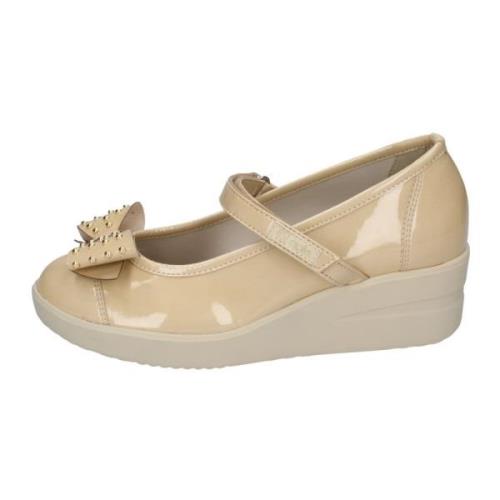 Rucoline Ballet Flats i Lackläder Beige, Dam