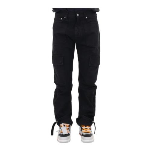 Off White Canvas Cargo Pant Wave Style Black, Herr