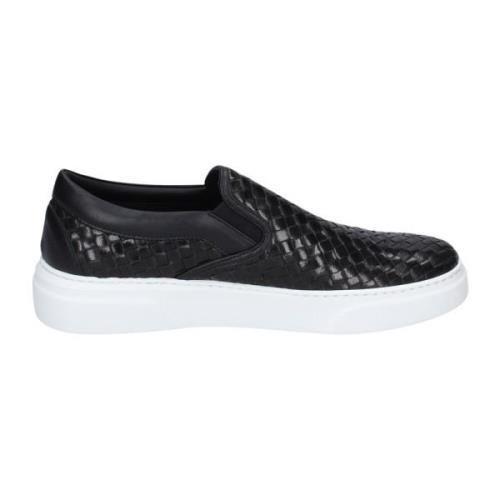 Stokton Läder Slip-On Sneakers för Män Black, Herr