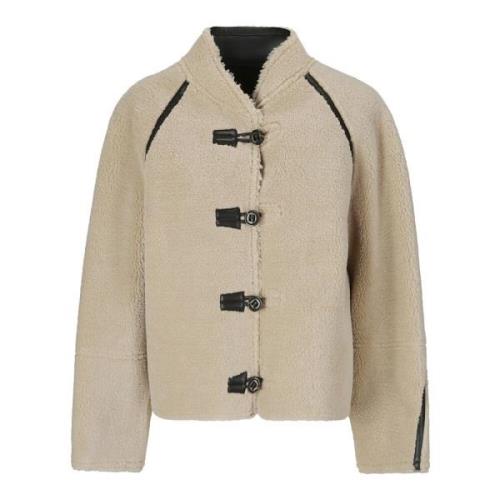 LOW Classic Shearling Coat med knappstängning Beige, Dam