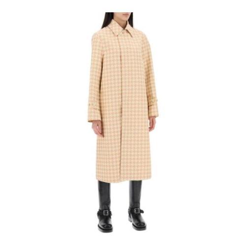 Burberry Houndstooth Car Coat Beige, Dam