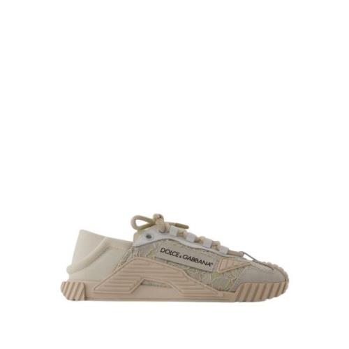 Dolce & Gabbana Rosa Nylon Låga Sneakers Beige, Dam