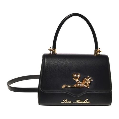 Love Moschino Svart Ekoskinn Groda Handväska Black, Dam