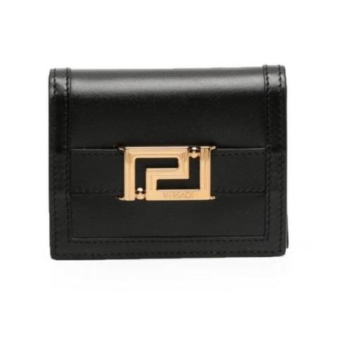 Versace Svart Läder Bi-Fold Plånbok Black, Dam