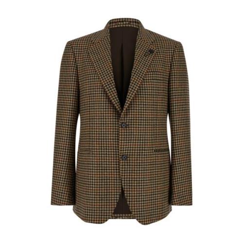 Lardini Beige Houndstooth Jacka Beige, Herr