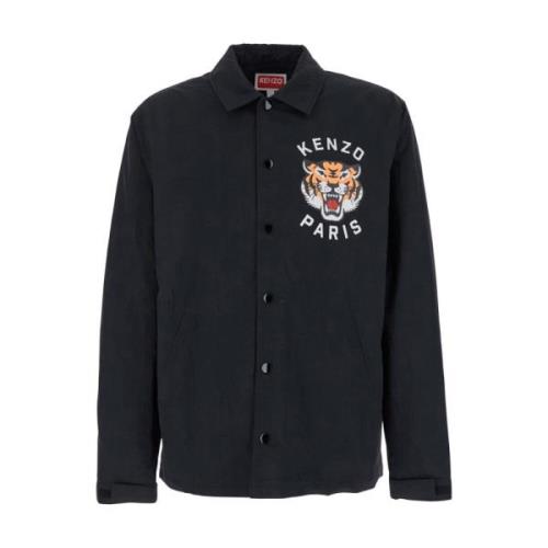 Kenzo Svart Vadderade Tigre Kappor Black, Herr