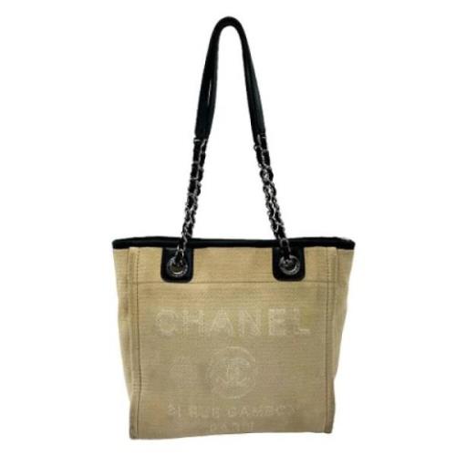 Chanel Vintage Pre-owned Canvas axelremsvskor Beige, Dam