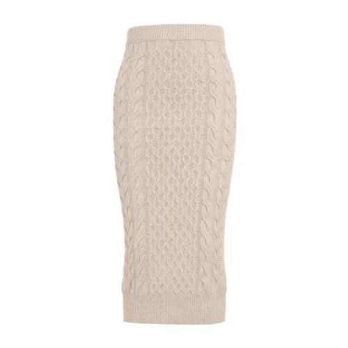 Kaos Elegant Cable Knit Tube Skirt Beige Beige, Dam