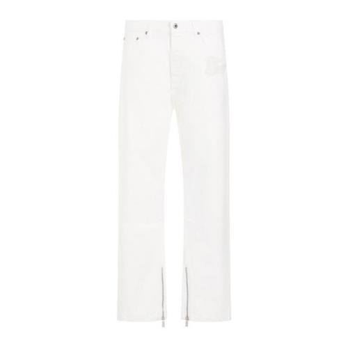 Off White Vit Bomull Logo Skate Raw Jeans White, Herr