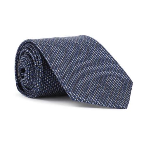 Brioni Geometrisk Sidenslips Svart Blue, Herr