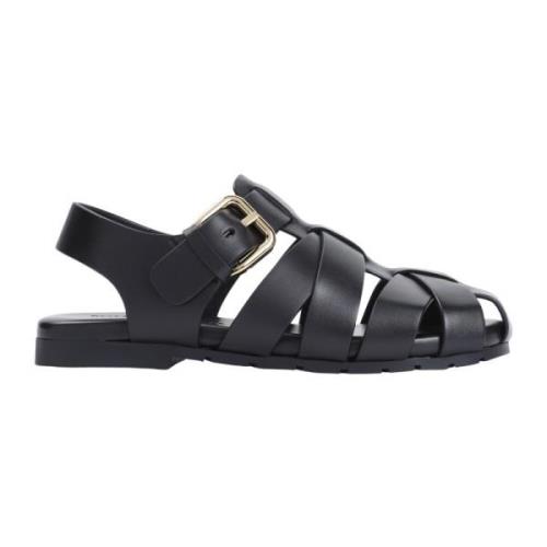 Bottega Veneta Svarta Läderbur Sandaler Black, Dam