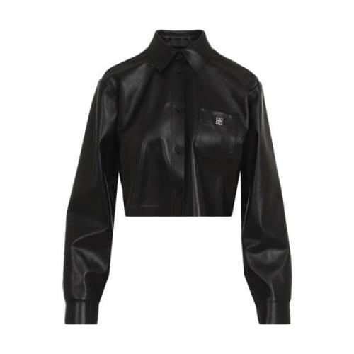 Givenchy Svart Läder Kort Skjorta Black, Dam