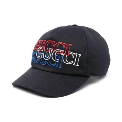 Gucci Blå Broderad Logga Baseballkeps Blue, Herr