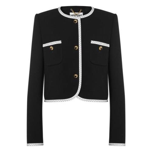 Moschino Svart Viskos Crepe Jacka Black, Dam